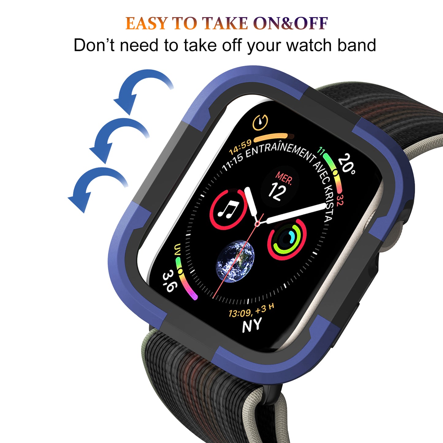 For Apple Watch Series 9 / 8 / 7 45mm TPU+PC Rugged Shockproof Case Anti-scratch Frame Armor Watch Cover