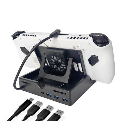 4-in-1 Type-C Charging Dock with Cooling Fan for Asus ROG Ally Game Console Multi-Function Docking Station