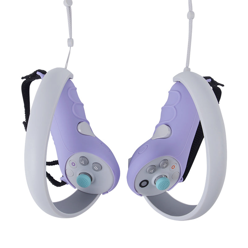 2Pcs Handle Grip Shell for Pico 4  /  Pico 4 Pro VR Controller Anti-slip Silicone Case with Lanyard