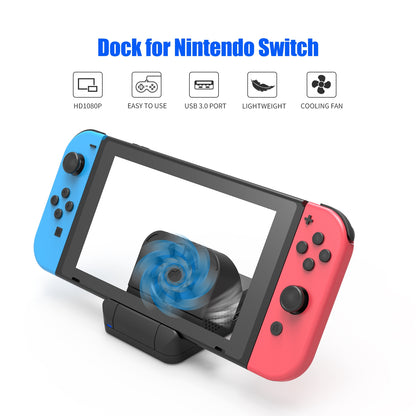 SW300 Docking Station for Nintendo Switch , Portable HD TV Dock Hub Adapter with Fan