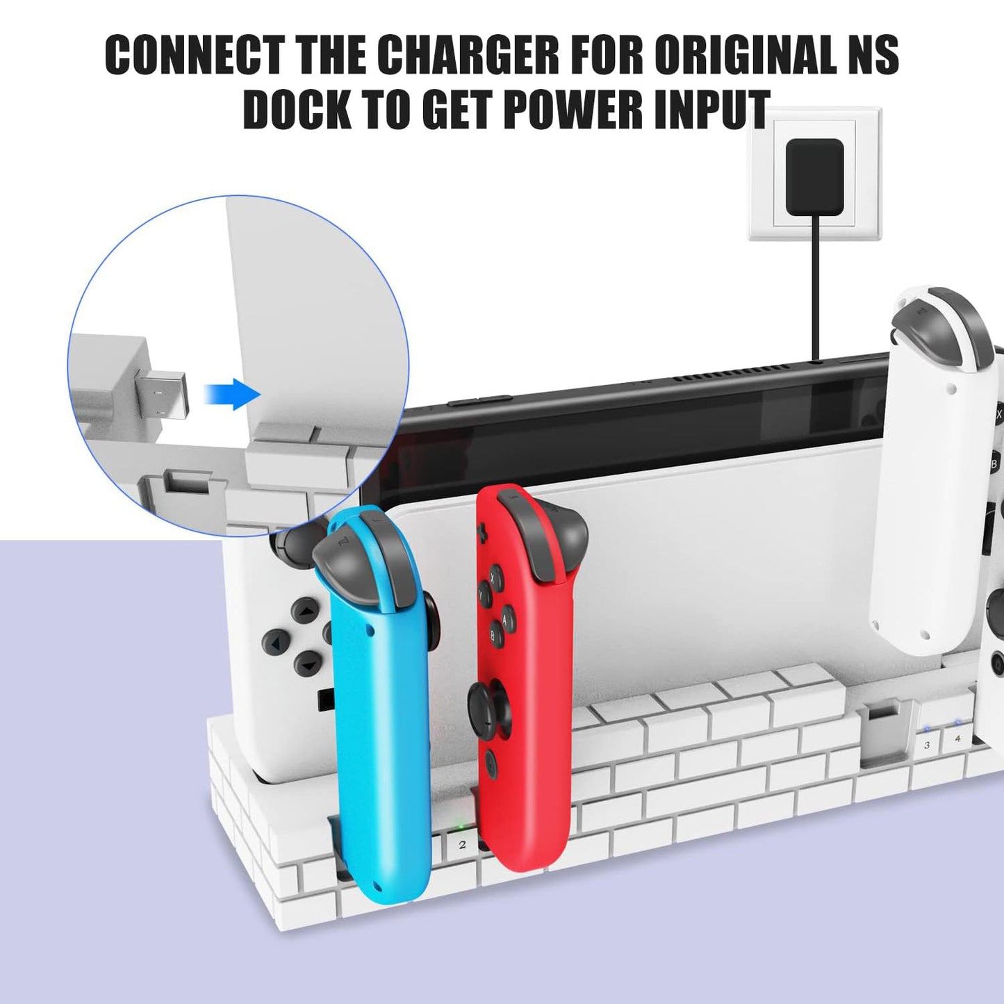 SW488 Charger Dock for Nintendo Switch Controller Fast Charging Dock Station for 4 Joy-cons with Game Cards Storage