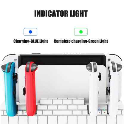 SW488 Charger Dock for Nintendo Switch Controller Fast Charging Dock Station for 4 Joy-cons with Game Cards Storage