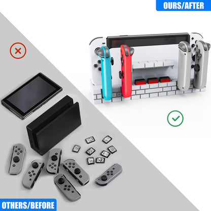 SW488 Charger Dock for Nintendo Switch Controller Fast Charging Dock Station for 4 Joy-cons with Game Cards Storage