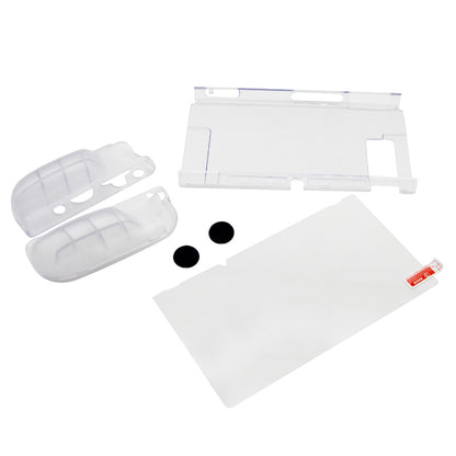 SW369 6-in-1 Clear Case Kit for Nintendo Switch , Anti-Scratch Shell Cover with Screen Protector and Grip Caps