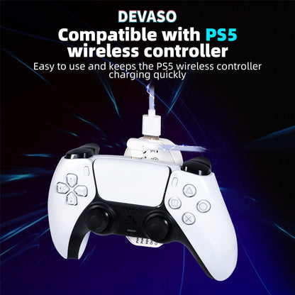 DEVASO Portable Charging Case Compatible with PS5 Gamepad 6000mAh Power Bank Game Console Controller Charger