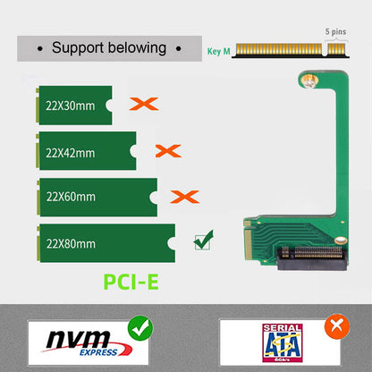 EP-022-2280MM NVME M-Key 22x30mm to 22x80mm Angled Extension SSD Upgrade Adapter Compatible with ROG Ally Gaming
