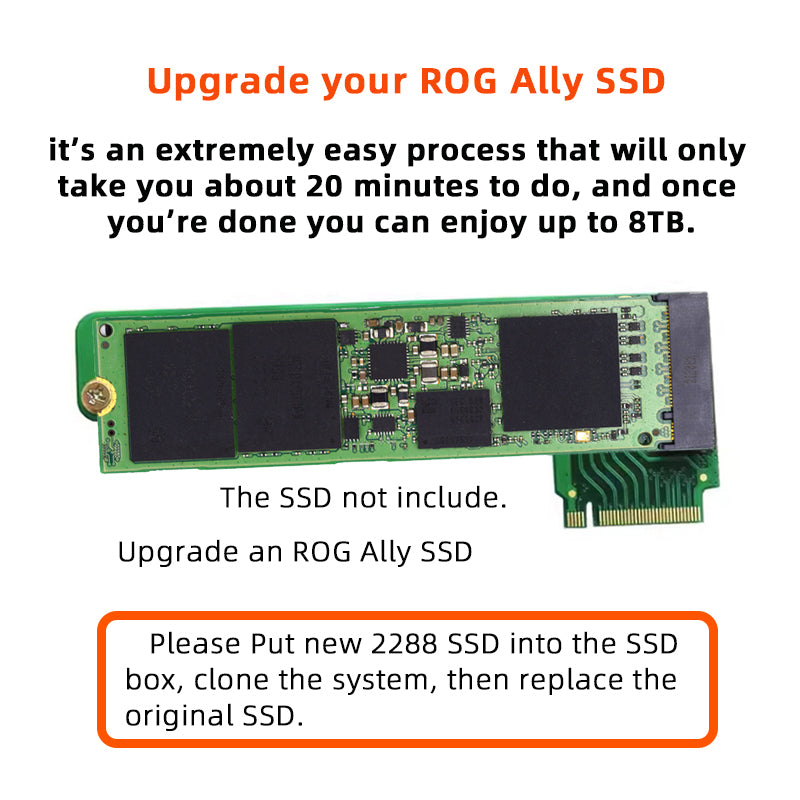 EP-022-2280MM NVME M-Key 22x30mm to 22x80mm Angled Extension SSD Upgrade Adapter Compatible with ROG Ally Gaming