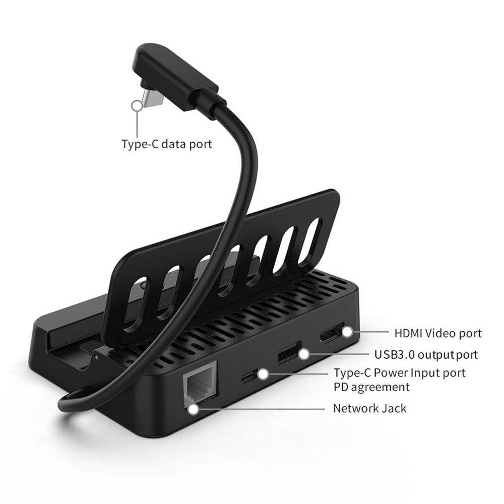 DOBE TY-2849 For Steam Deck Docking Station Converter with HD Video Port, Gigabit Ethernet, USB 2.0 and PD Fast Charging