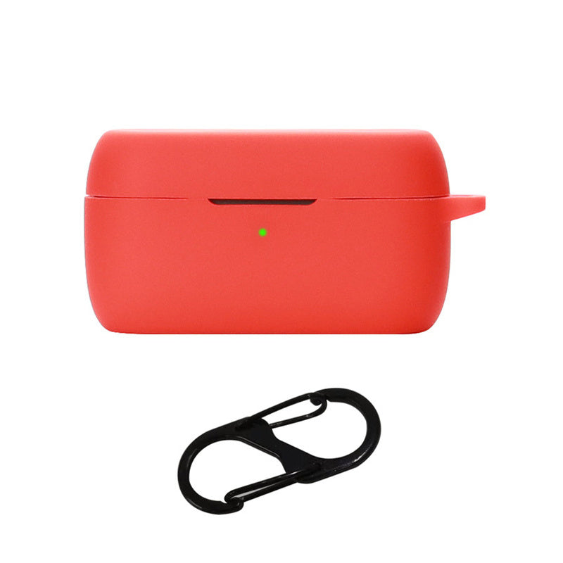 For Jabra Evolve2 Buds Wireless Bluetooth Earphones Anti-fall Carrying Case, Soft Silicone Cover with Anti-lost Buckle