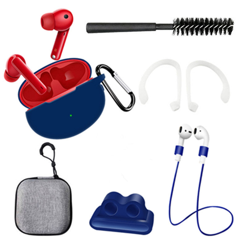 7 in 1 Silicone Case for Huawei FreeBuds 4i Anti-lost Rope Earphone Hook Cleaning Brush Set with Storage Bag