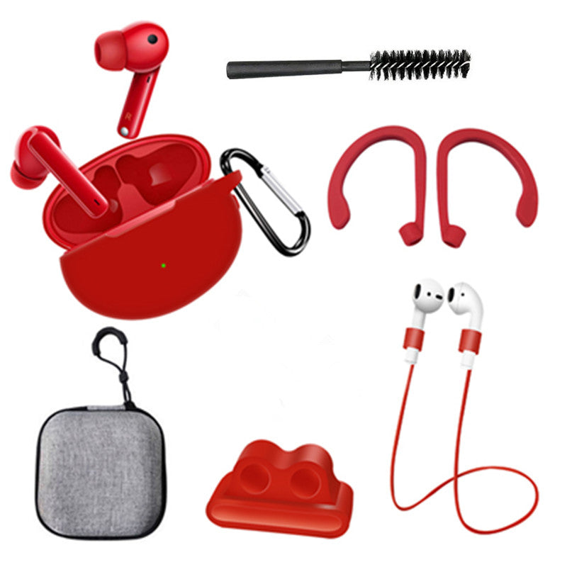 7 in 1 Silicone Case for Huawei FreeBuds 4i Anti-lost Rope Earphone Hook Cleaning Brush Set with Storage Bag