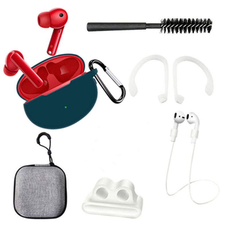 7 in 1 Silicone Case for Huawei FreeBuds 4i Anti-lost Rope Earphone Hook Cleaning Brush Set with Storage Bag