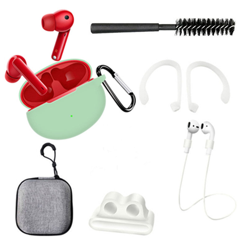 7 in 1 Silicone Case for Huawei FreeBuds 4i Anti-lost Rope Earphone Hook Cleaning Brush Set with Storage Bag