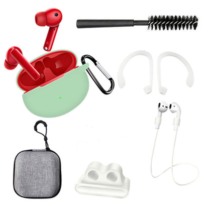 7 in 1 Silicone Case for Huawei FreeBuds 4i Anti-lost Rope Earphone Hook Cleaning Brush Set with Storage Bag