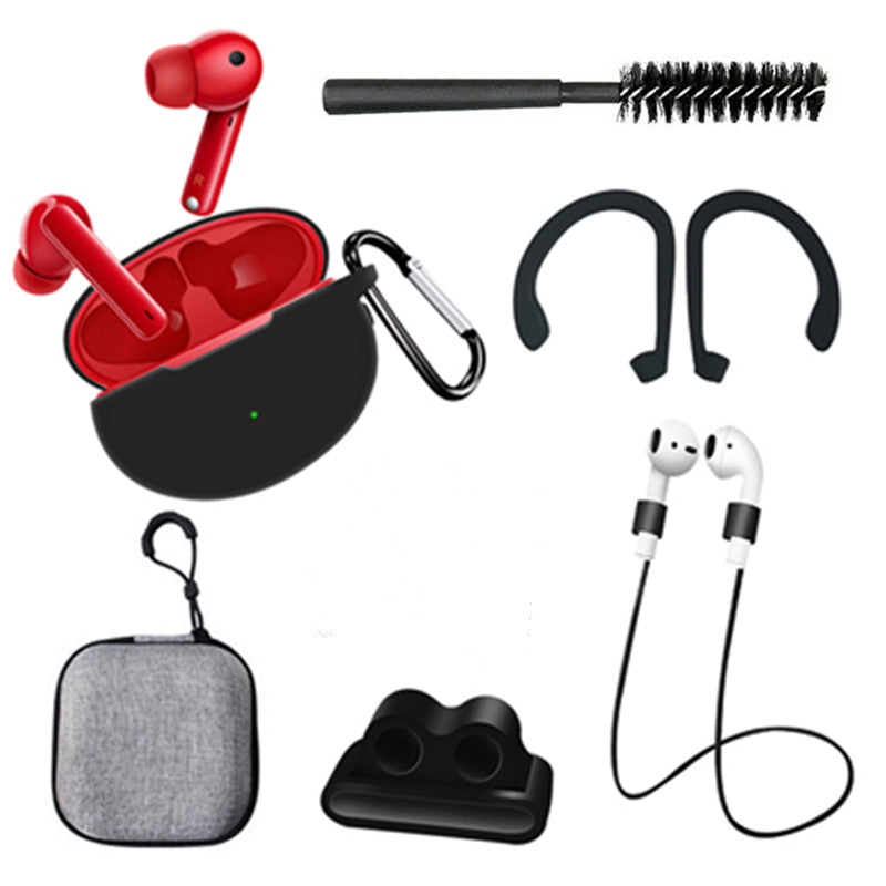 7 in 1 Silicone Case for Huawei FreeBuds 4i Anti-lost Rope Earphone Hook Cleaning Brush Set with Storage Bag