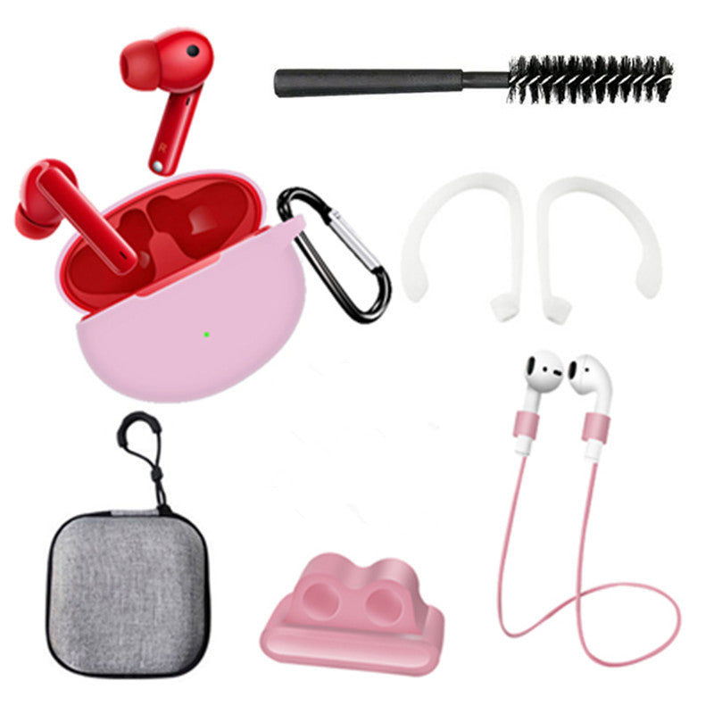 7 in 1 Silicone Case for Huawei FreeBuds 4i Anti-lost Rope Earphone Hook Cleaning Brush Set with Storage Bag