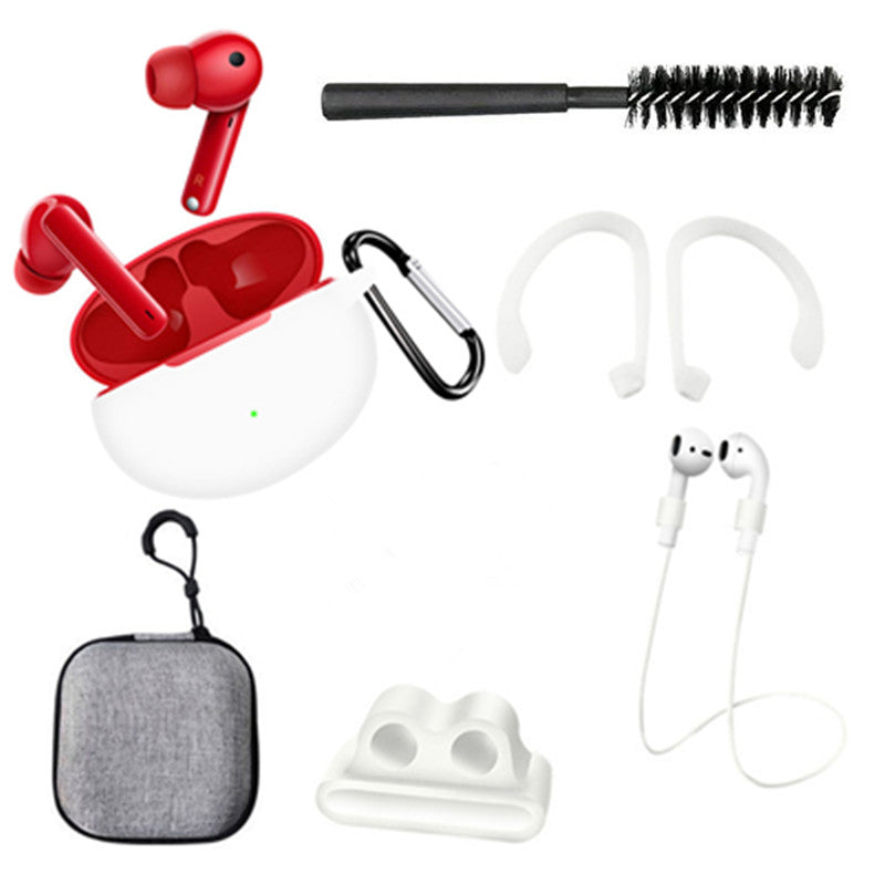7 in 1 Silicone Case for Huawei FreeBuds 4i Anti-lost Rope Earphone Hook Cleaning Brush Set with Storage Bag