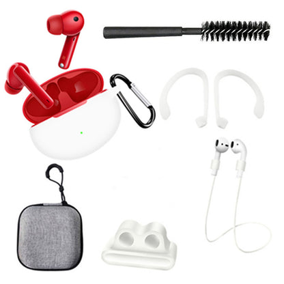 7 in 1 Silicone Case for Huawei FreeBuds 4i Anti-lost Rope Earphone Hook Cleaning Brush Set with Storage Bag