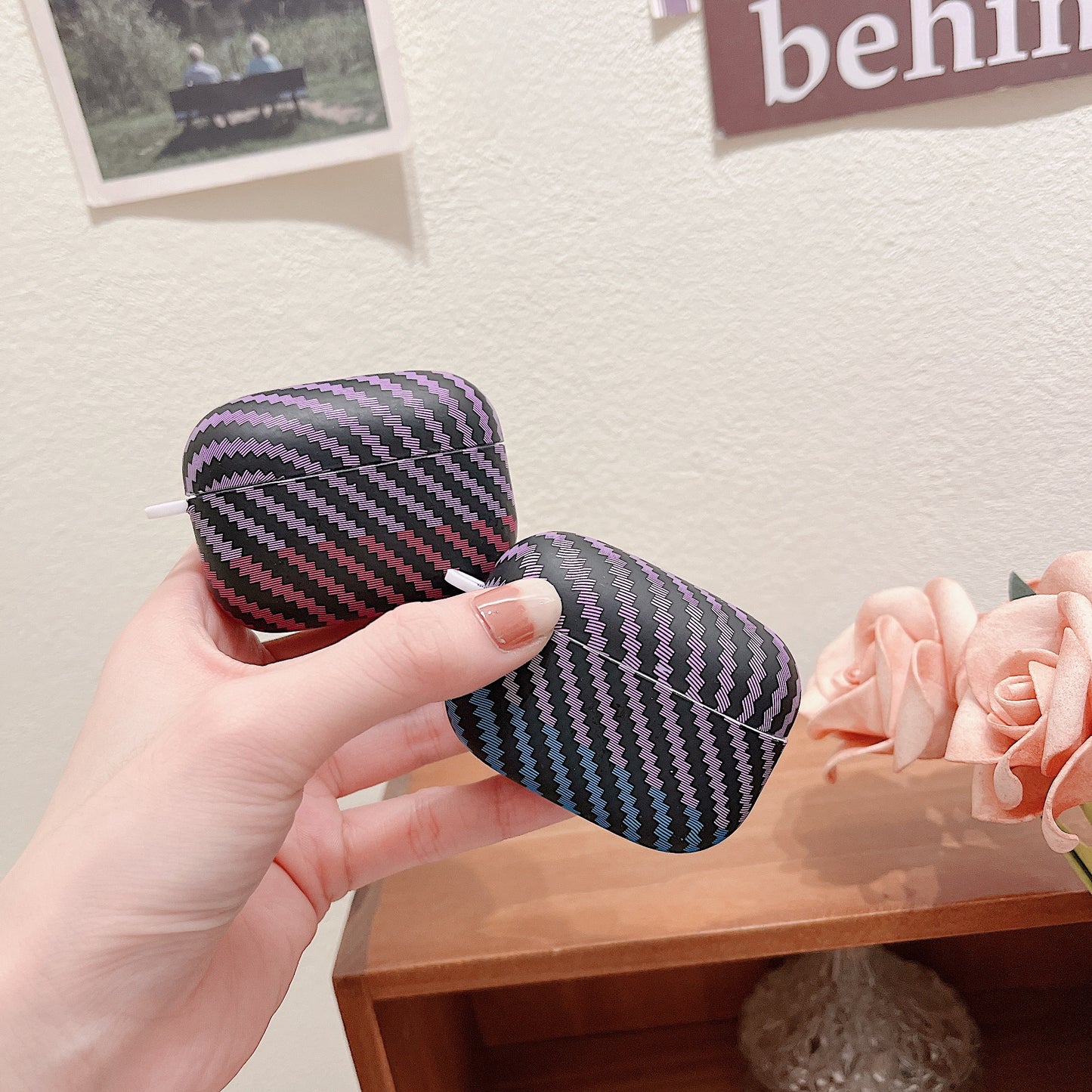 For Sony LinkBuds S / WF-LS900N Carbon Fiber Texture Dual Color Hard PC Case Bluetooth Earphone Anti-drop Cover