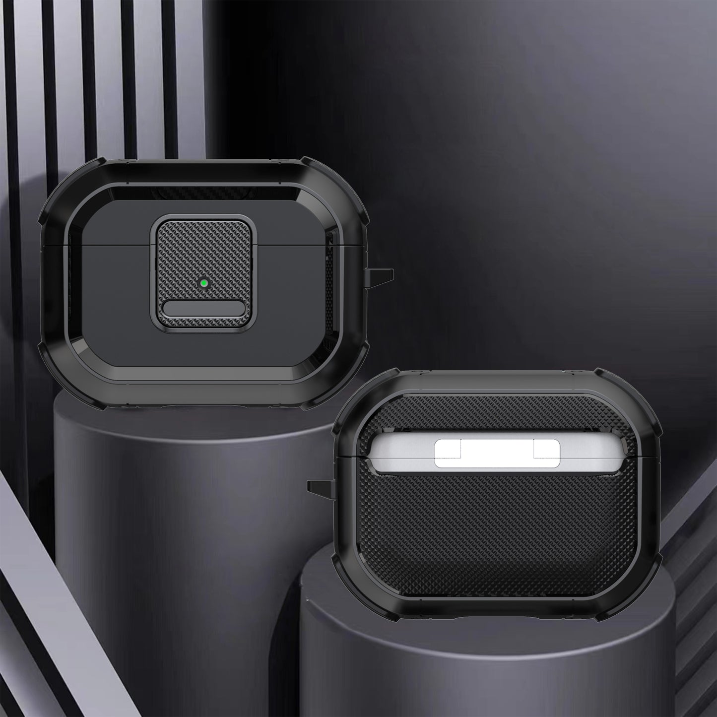 Shockproof Case for Apple AirPods Pro Case Cover with Lock, Carabiner TWS Headset TPU PC Shell