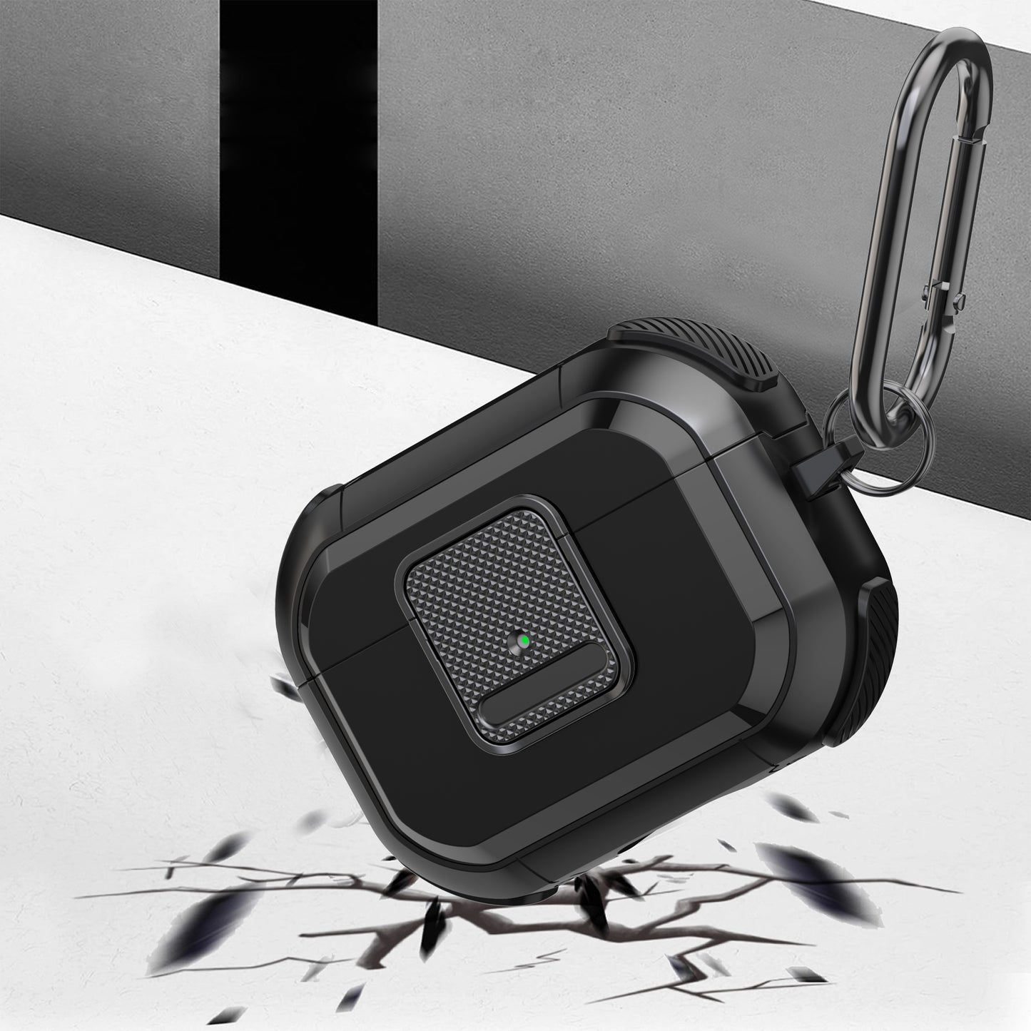 Shockproof Case for Apple AirPods Pro Case Cover with Lock, Carabiner TWS Headset TPU PC Shell
