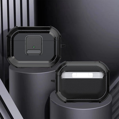 Shockproof Case for Apple AirPods Pro Case Cover with Lock, Carabiner TWS Headset TPU PC Shell