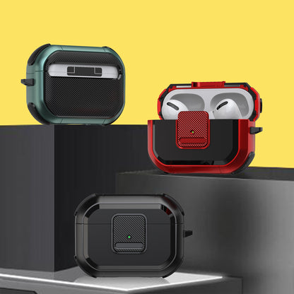 Shockproof Case for Apple AirPods Pro Case Cover with Lock, Carabiner TWS Headset TPU PC Shell