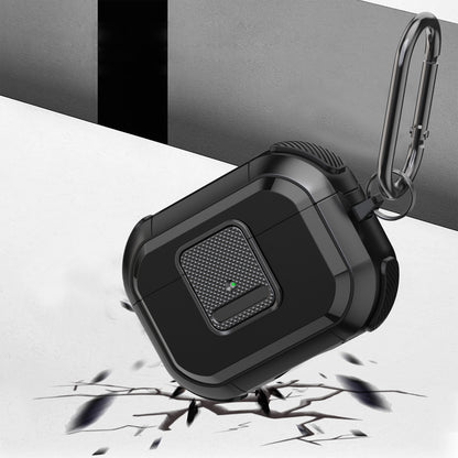 Shockproof Case for Apple AirPods Pro Case Cover with Lock, Carabiner TWS Headset TPU PC Shell