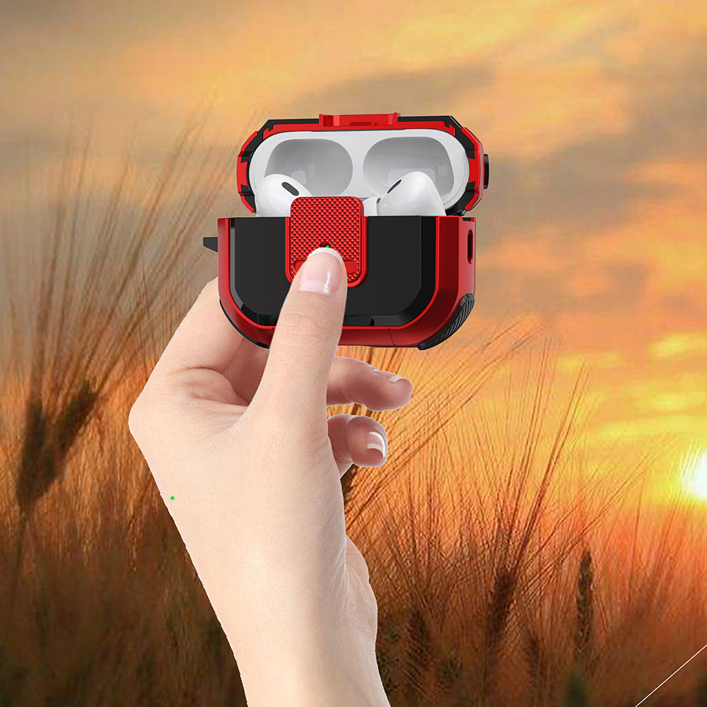 TPU PC Cover for AirPods Pro 2 Case Bluetooth Headset Protective Case with Lock, Carabiner