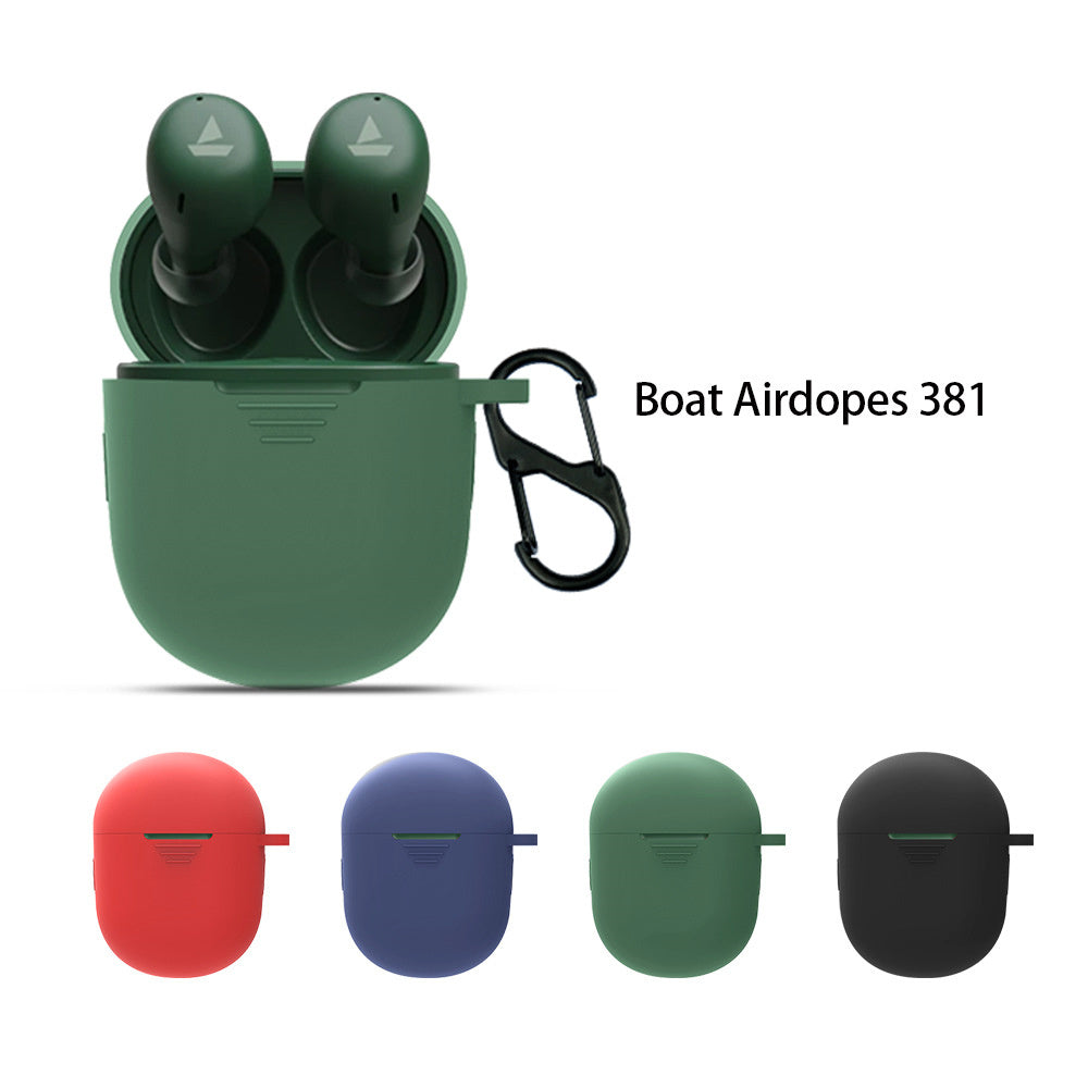 For BOAT Airdopes 381 Protective Sleeve Bluetooth Earphone Charging Case Silicone Cover with Buckle