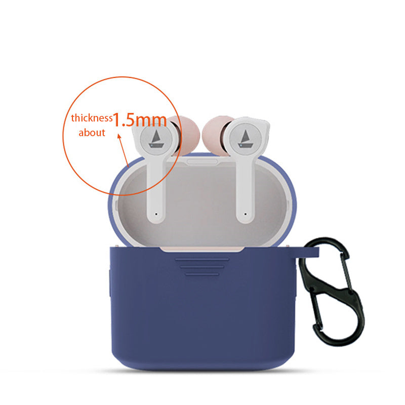 Silicone Scratch-proof Cover for BOAT Airdopes 402 Bluetooth Earphone Protective Sleeve with Buckle