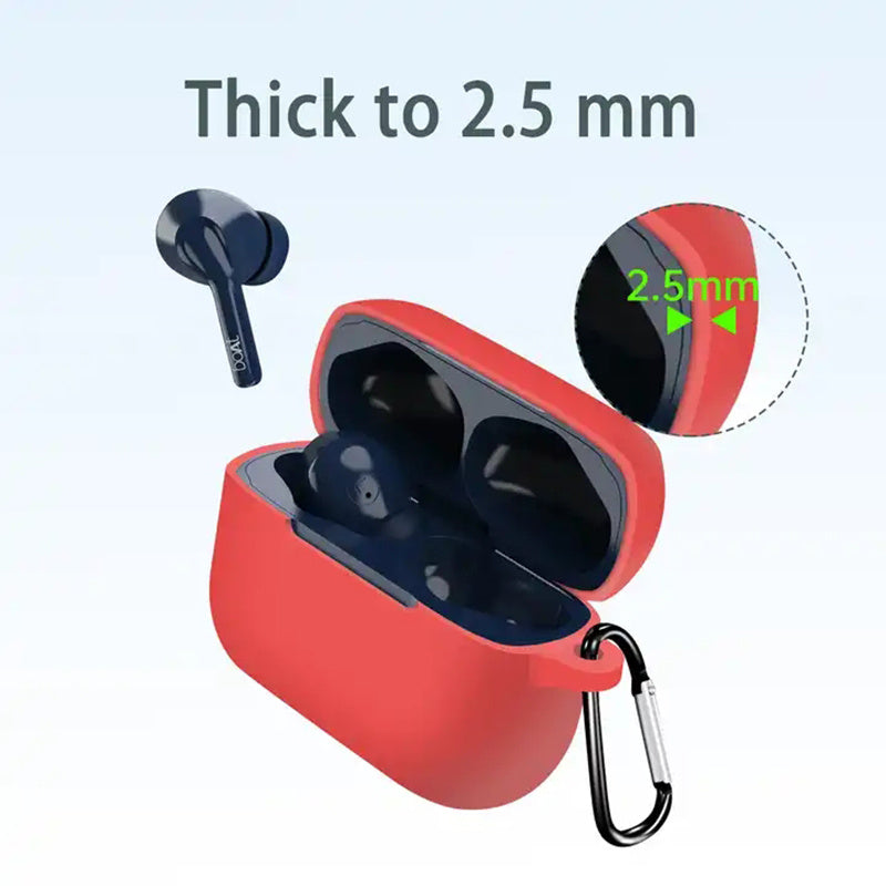 Anti-dust Silicone Cover for BOAT Airdopes 161 Bluetooth Earphone Protective Sleeve with Carabiner