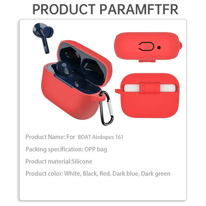 Anti-dust Silicone Cover for BOAT Airdopes 161 Bluetooth Earphone Protective Sleeve with Carabiner