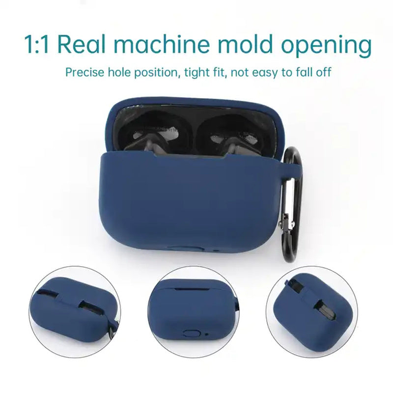 Anti-dust Silicone Cover for BOAT Airdopes 161 Bluetooth Earphone Protective Sleeve with Carabiner