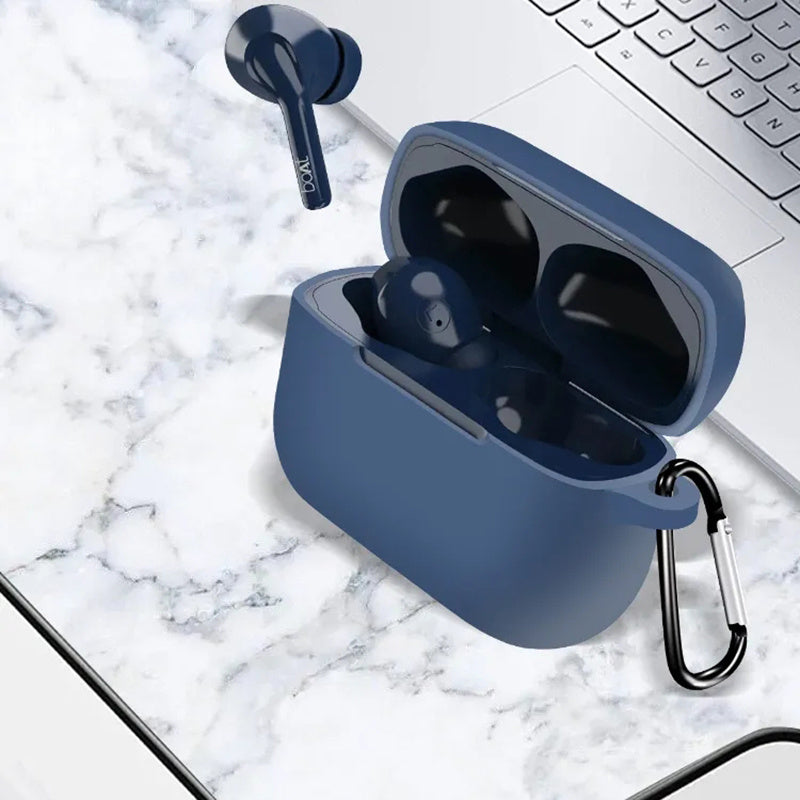 Anti-dust Silicone Cover for BOAT Airdopes 161 Bluetooth Earphone Protective Sleeve with Carabiner