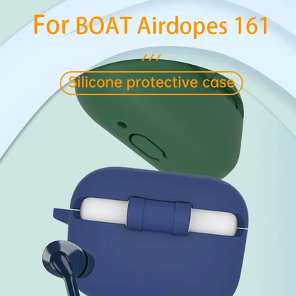 Anti-dust Silicone Cover for BOAT Airdopes 161 Bluetooth Earphone Protective Sleeve with Carabiner