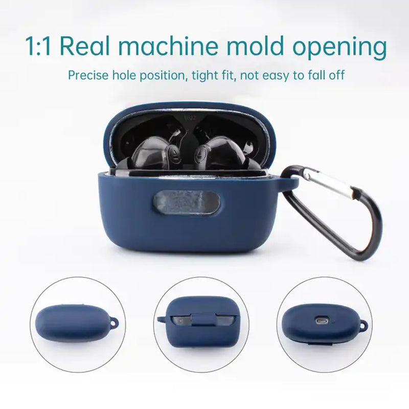 Drop-proof Silicone Cover for BOAT Airdopes 121 Pro Bluetooth Earphone Protective Sleeve with Carabiner