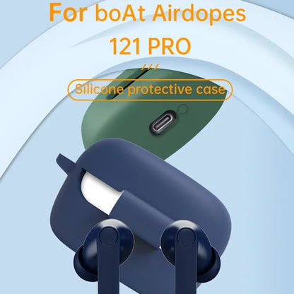 Drop-proof Silicone Cover for BOAT Airdopes 121 Pro Bluetooth Earphone Protective Sleeve with Carabiner