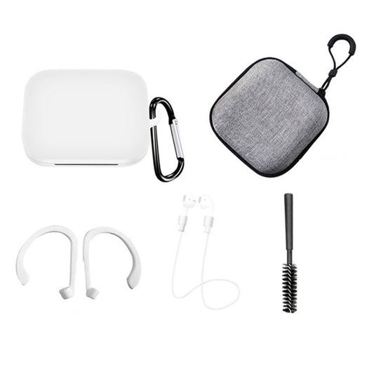 For OnePlus Buds Pro Silicone Cover Anti-lost Rope Hanging Buckle Ear Hook Brush Storage Bag 6-in-1 Accessories Kit