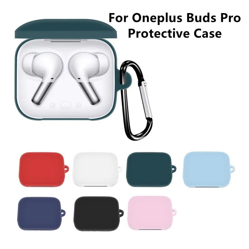 For OnePlus Buds Pro Silicone Cover Anti-lost Rope Hanging Buckle Ear Hook Brush Storage Bag 6-in-1 Accessories Kit