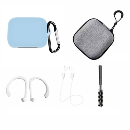 For OnePlus Buds Pro Silicone Cover Anti-lost Rope Hanging Buckle Ear Hook Brush Storage Bag 6-in-1 Accessories Kit