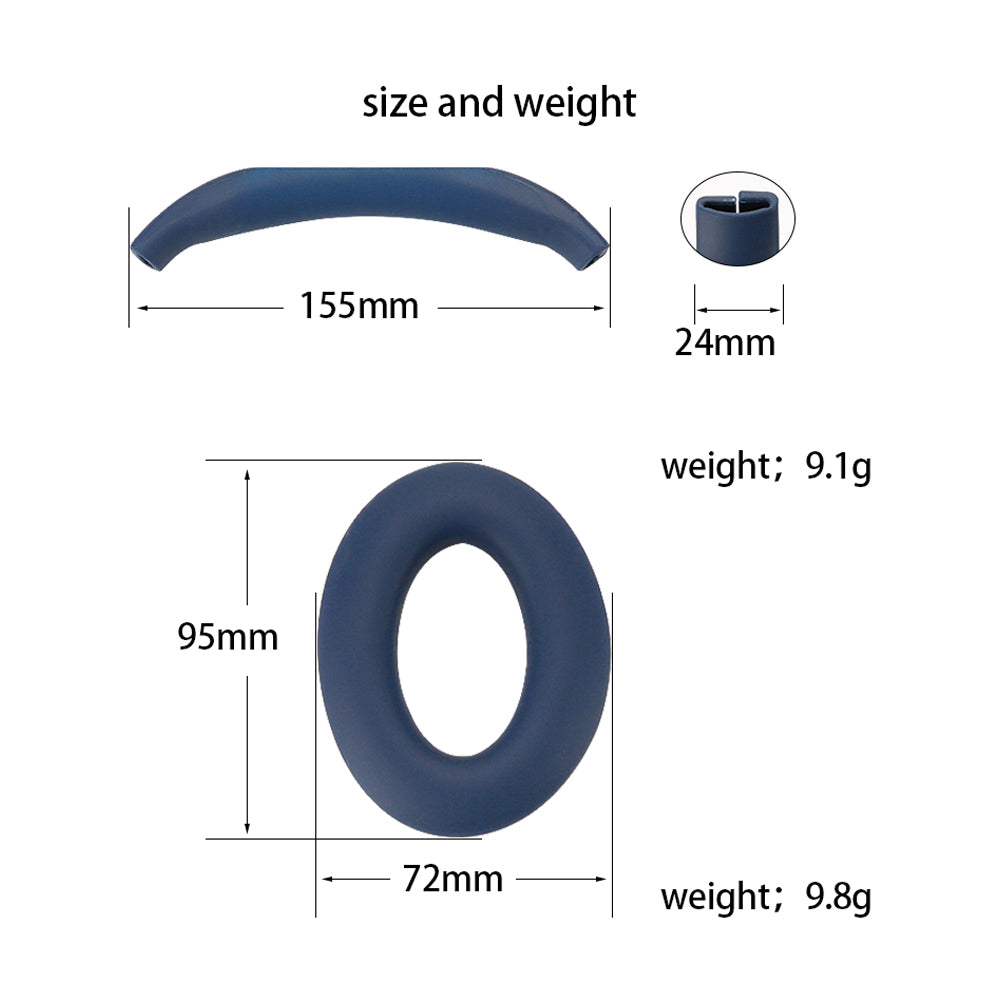 For Bose QC45 / QC35 / QC25 / QC15 / AE2 1 Pair Silicone Headphone Earpads Cushions+1 Headband Cover
