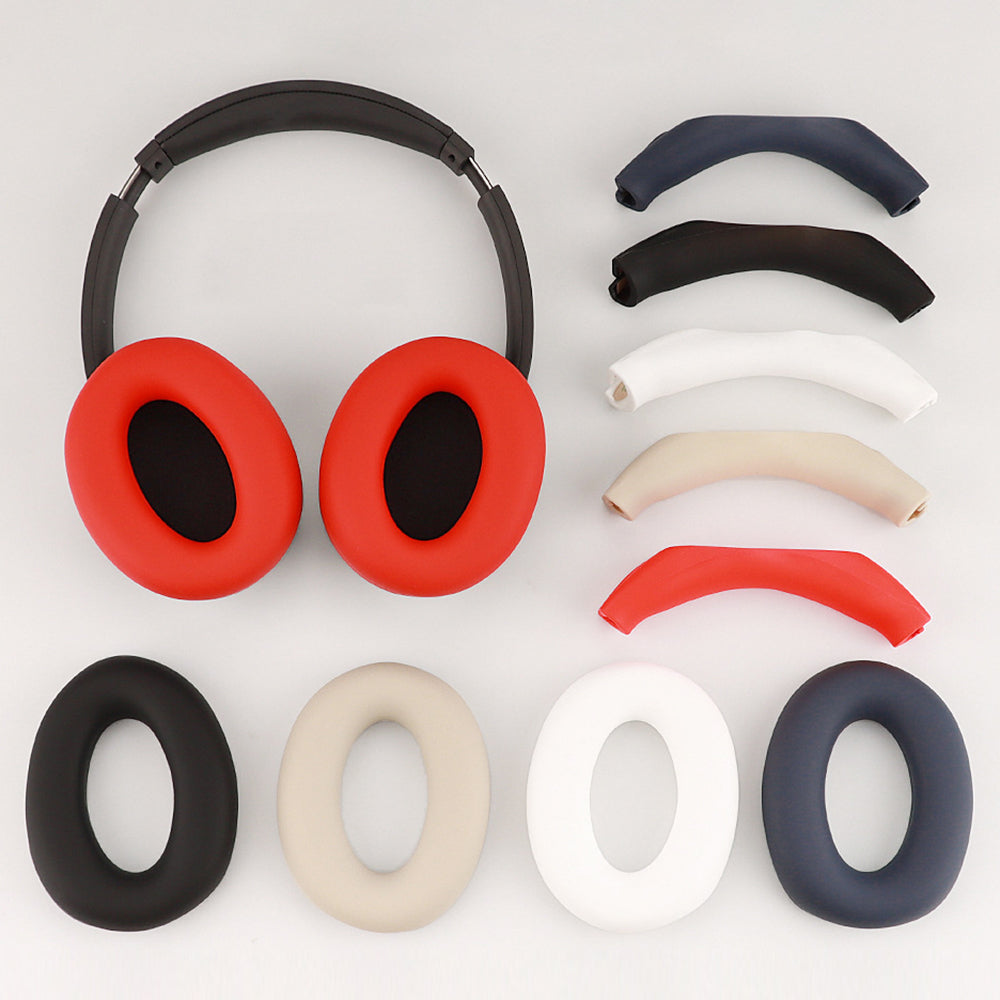 1 Pair Silicone Earmuff Cushion Replacement with 1 Headband Cover for Sony WH-CH720N Headphone