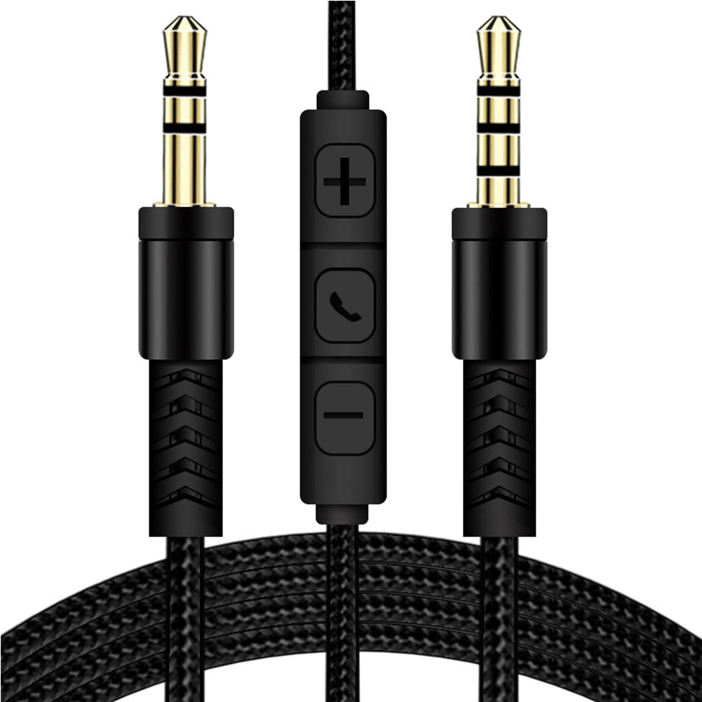1.2m 3.5mm to 3.5mm Male to Male Stereo Audio Aux Cable Headphone Cord with Press Key Volume Control Mic