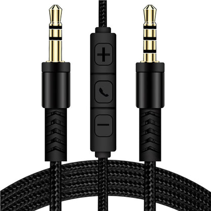 1.2m 3.5mm to 3.5mm Male to Male Stereo Audio Aux Cable Headphone Cord with Press Key Volume Control Mic