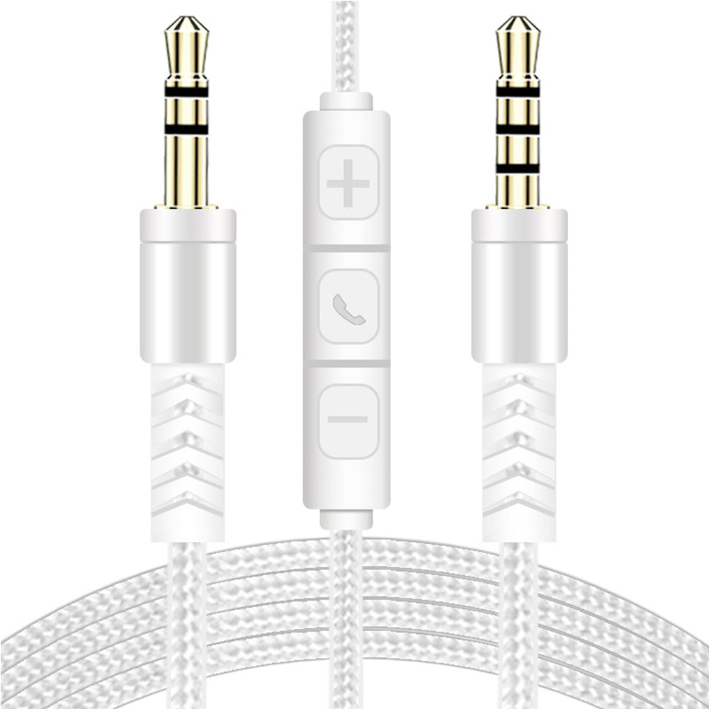 1.2m 3.5mm to 3.5mm Male to Male Stereo Audio Aux Cable Headphone Cord with Press Key Volume Control Mic