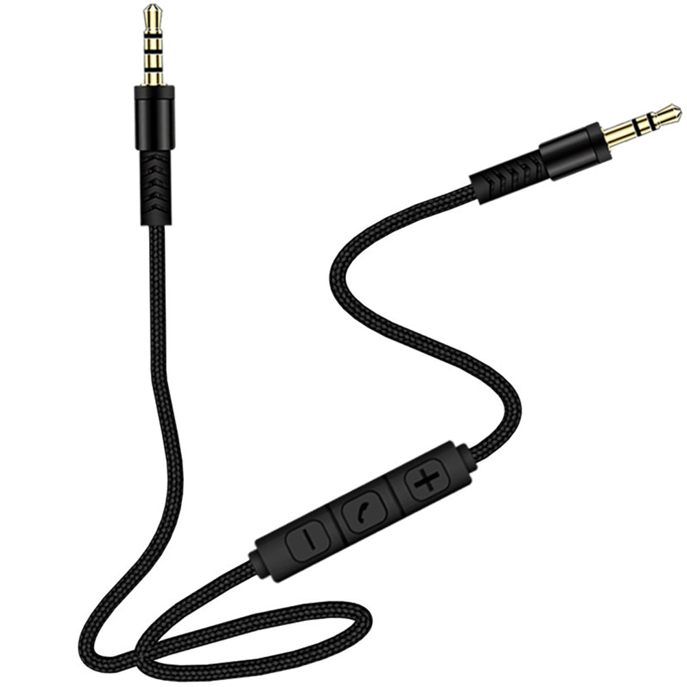 1.2m 3.5mm to 3.5mm Male to Male Stereo Audio Aux Cable Headphone Cord with Press Key Volume Control Mic