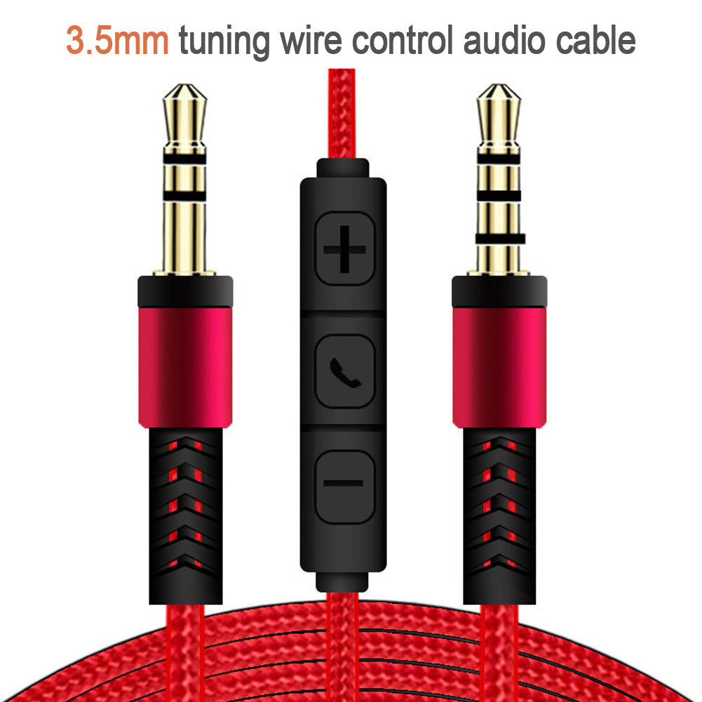 1.2m 3.5mm to 3.5mm Male to Male Stereo Audio Aux Cable Headphone Cord with Press Key Volume Control Mic
