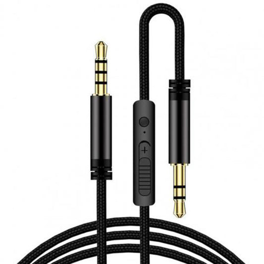 1.2m Earphone Cable Audio Extension Cable Jack 3.5mm to 3.5mm Male to Male Aux Cable Cord with Sliding Volume Control Mic
