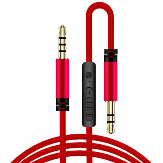 1.2m Earphone Cable Audio Extension Cable Jack 3.5mm to 3.5mm Male to Male Aux Cable Cord with Sliding Volume Control Mic